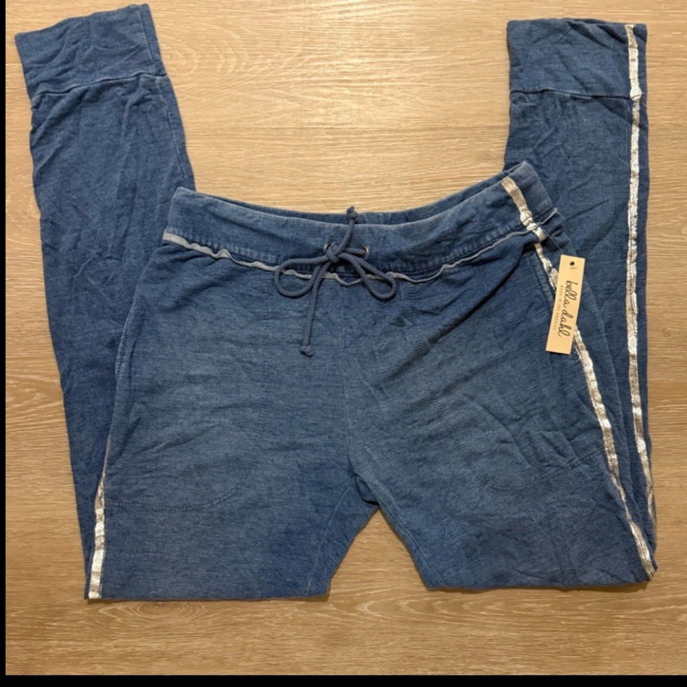 NWT Bella Dahl Tencel Jogger Pants Blue Drawstring Ankle Joggers Medium - Picture 5 of 12